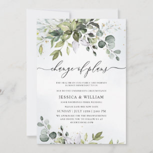 Invitation Changement Élégant de Plans Aquarelle Eucalyptus