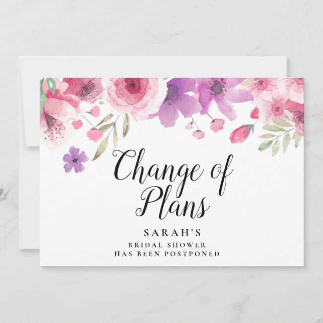Invitation Changement floral moderne de plans reportés (Devant)