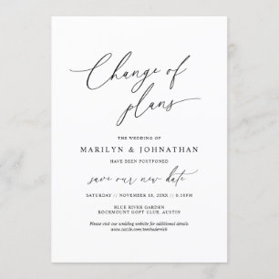 Invitation Changement minimal simple de plans, mariage report