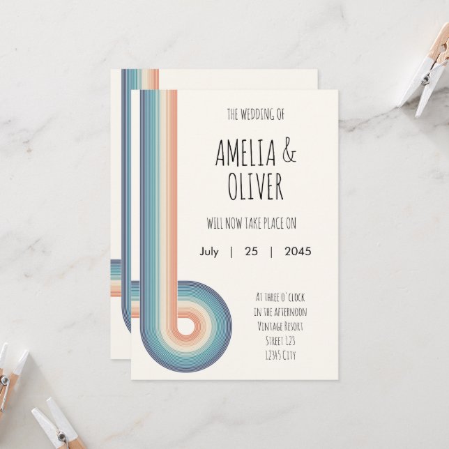 Invitation Changement Rétro de Plans Mariage Reporté Mise à J (Devant/Arrière en situation)