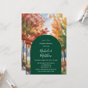 Invitation Changement rustique de la douche Feuille Couples
