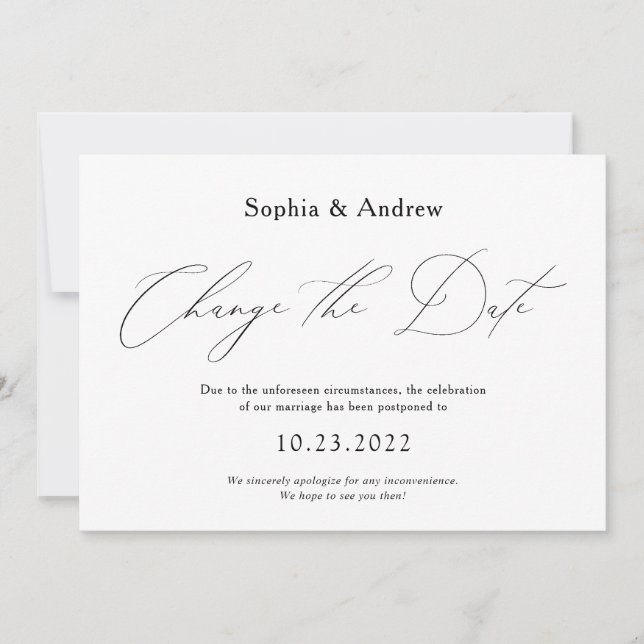 Invitation Changement Simple de Date Mariage Reporté (Devant)