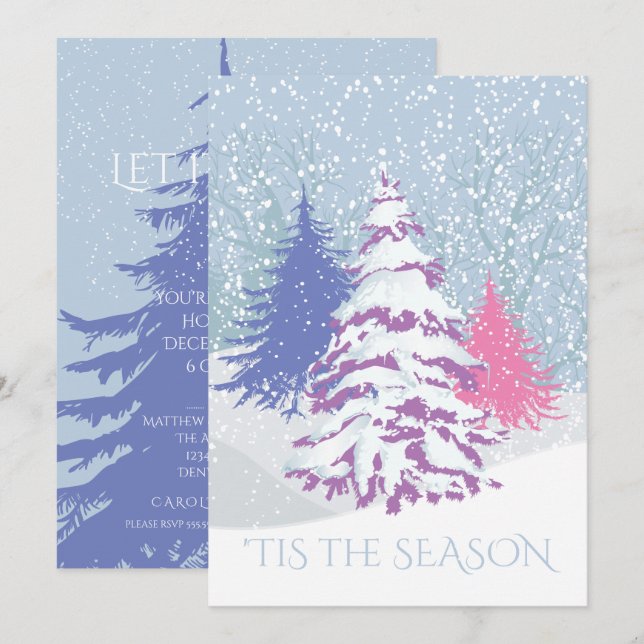 Invitation Changer de couleur de l'arbre à neige moderne Noël (Devant / Derrière)