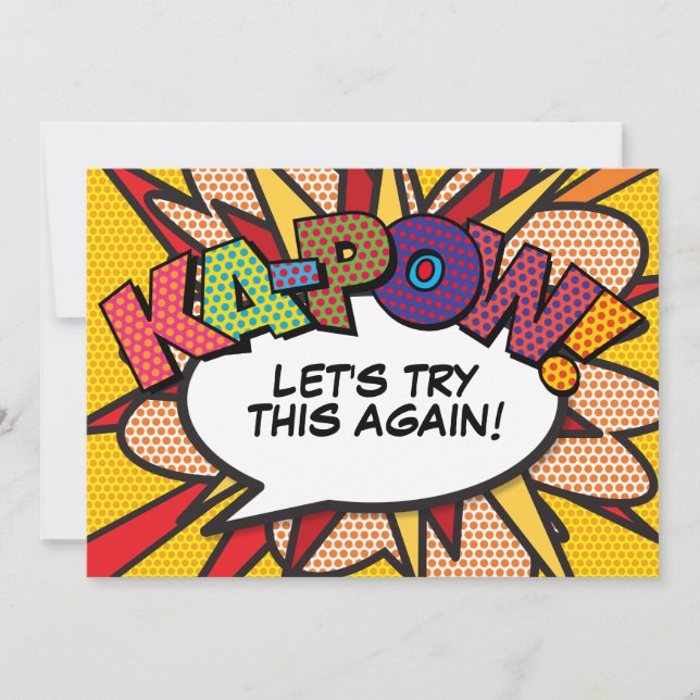 Invitation Changer la date Modern Fun Comic Book Pop Art (Devant)