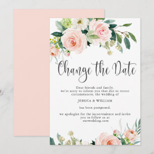 Invitation Changer la Date Roses Rouges Mariage Reporté