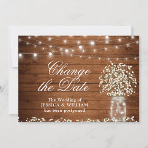 Invitation Changez la Date Lumières de Guirlande de Souffle d