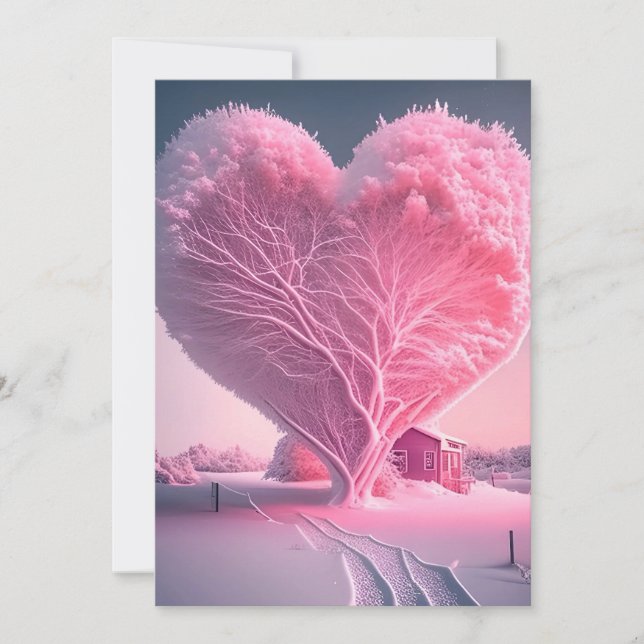 Invitation Chanson d'amour de l'hiver : Frosted Heart Tree Ma (Devant)