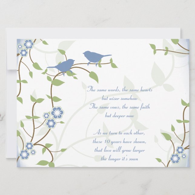 Invitation Chanson Oiseaux Mariages Anniversaire Renouvelleme (Devant)