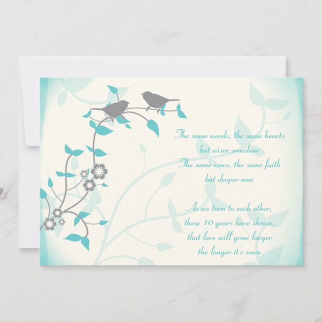 Invitation Chanson Oiseaux Mariages Anniversaire Renouvelleme (Devant)