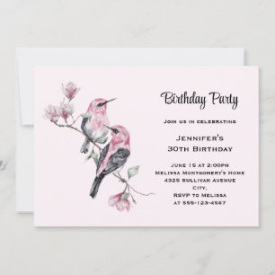 Invitation Chansonnettes roses sur une branche d'arbre d'anni