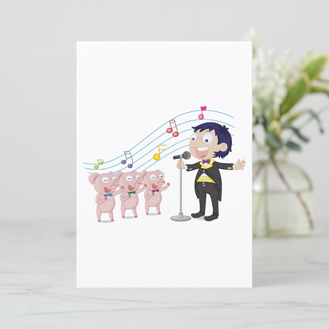 Invitation Chant de garçon avec chorale à trois cochons (Créateur téléchargé)