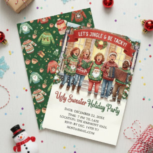 Invitation Chanteur de Noël au pull moche Jingle & Tacky
