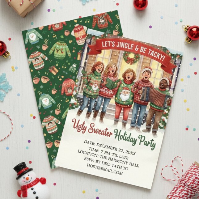 Invitation Chanteur de Noël au pull moche Jingle & Tacky  (Créateur téléchargé)