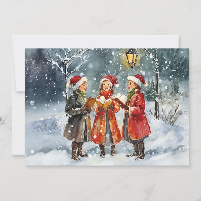 Invitation Chanteurs de Noël à l'aquarelle moderne (Devant)