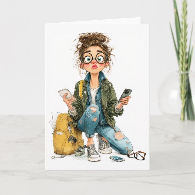 Invitation Chaos Whimsical Tech-Overload Girl (Devant)