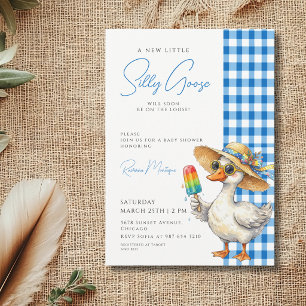 Invitation Chapeau à carreaux bleus Silly Goose Baby Shower I