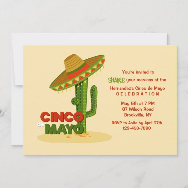Invitation Chapeau de Cinco de Mayo (Devant)