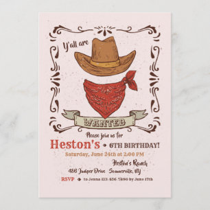 Invitation Chapeau de Cowboy et Bandana