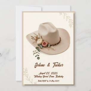 Invitation Chapeau de cowboy floral boho Élégant mariage ch