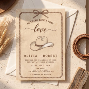 Invitation Chapeau de Cowboy Occidental Rustique Corde de Las