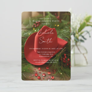 Invitation Chapeau de cowboy rouge pour enterrement de vie de
