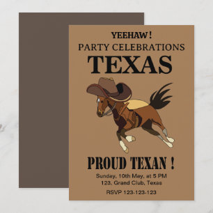 Invitation Chapeau de cowboy vintage Cheval Texan fier Fête T