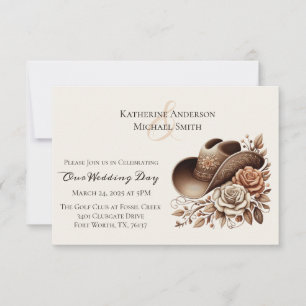 Invitation Chapeau de cowgirl Country Western avec fleurs