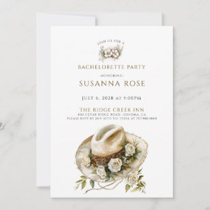 Invitation Chapeau de Cowgirl Floral Bohème Rustique pour Ent