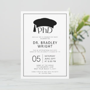 Invitation Chapeau de doctorat PhD Diplôme de doctorat Remise