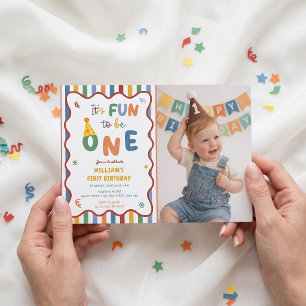 Invitation Chapeau de fête amusant pour 1er anniversaire Invi