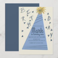 Chapeau de fête d'anniversaire garçon lettrage inv