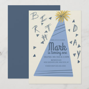 Invitation Chapeau de fête d'anniversaire garçon lettrage inv