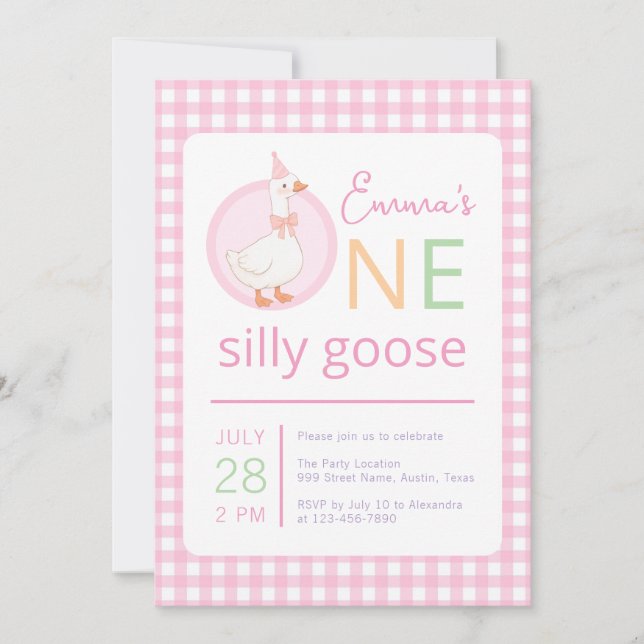 Invitation Chapeau de fête rose pour le premier anniversaire  (Devant)