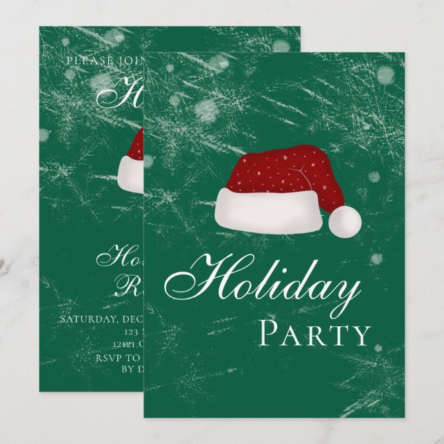 Invitation Chapeau de Noël de Papa Noël Fête d'hiver (Devant / Derrière)