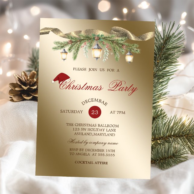 Invitation Chapeau de Père Noël à Lanterne Rustique, Fête de  (Créateur téléchargé)