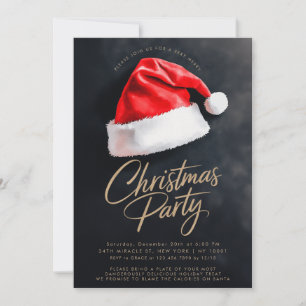 Invitation Chapeau de Père Noël Festif Noir Fête de Noël