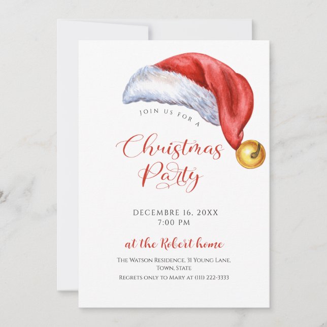 Invitation Chapeau de Père Noël Fête de Noël (Devant)