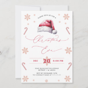 Invitation Chapeau de Père Noël Fête de Noël la veille de Noë