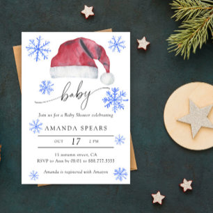 Invitation Chapeau de Père Noël Fête prénatale d'hiver