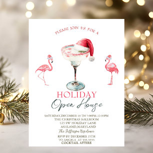 Invitation Chapeau de Père Noël pour cocktail Pink Flamingos