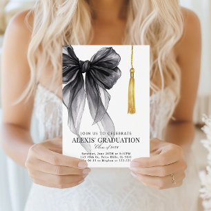 Invitation Chapeau de remise des diplômes Blak Coquette Bow P