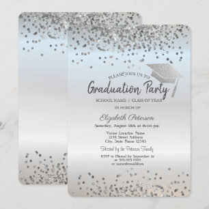 Invitation Chapeau de remise des diplômes Paillettes Argent C