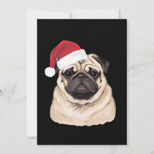 Invitation Chapeau de Santa Pugmas Pug Noël Joyeux Noël Vacan