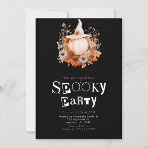 Invitation Chapeau de sorcière Citrouille Blanche Boho Hallow