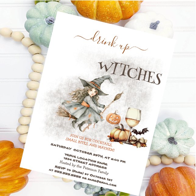 Invitation Chapeau de sorcière Citrouille Vin Halloween (Créateur téléchargé)