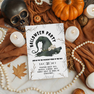 Invitation Chapeau de sorcière de fête d'Halloween Crânes Cha