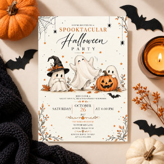 Invitation chapeau de sorcière d'Halloween aquarelle citrouil
