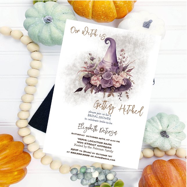 Invitation Chapeau de sorcière floral lune Halloween douche d (Créateur téléchargé)