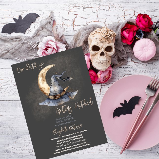 Invitation Chapeau de sorcière Lune Halloween Sombre Enterrem (Créateur téléchargé)