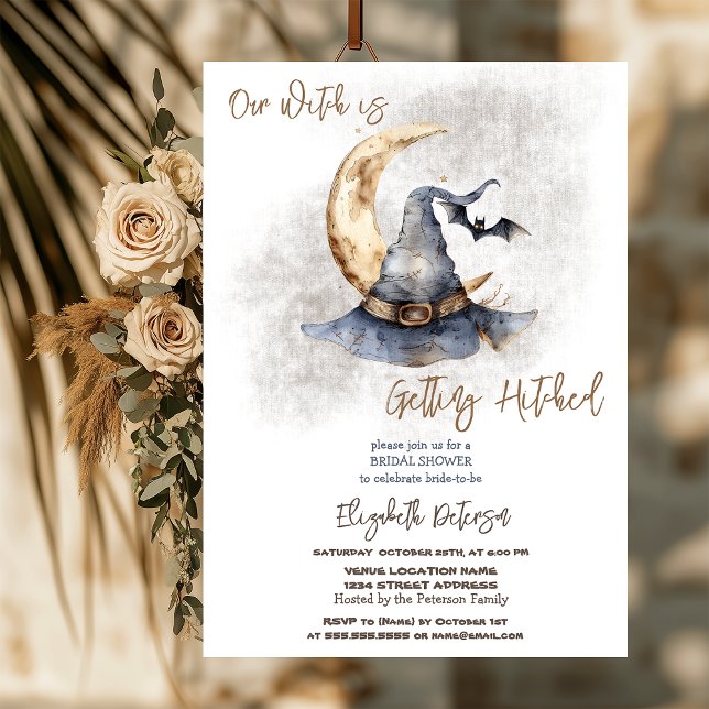 Invitation Chapeau de Sorcière Lune Mariage Halloween (Créateur téléchargé)